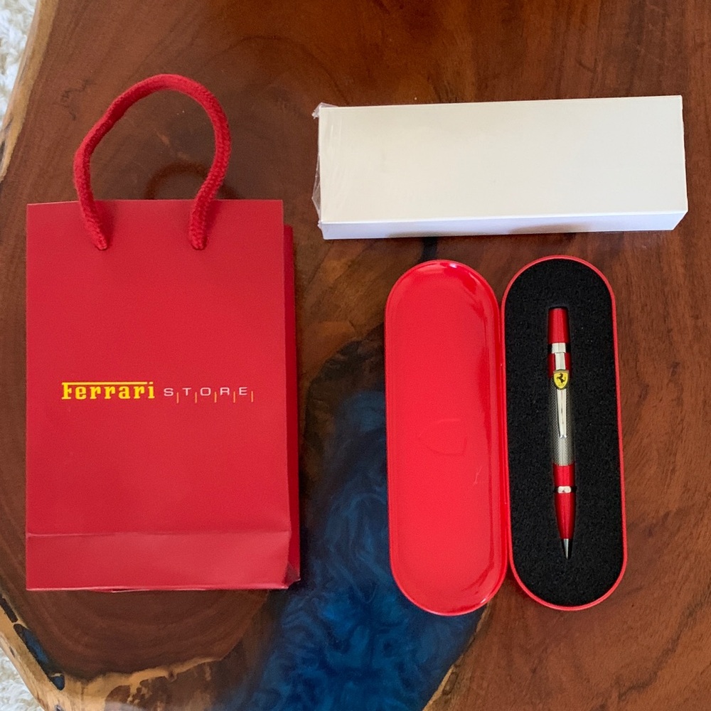 Ferrari Red and Silver Pen with Case